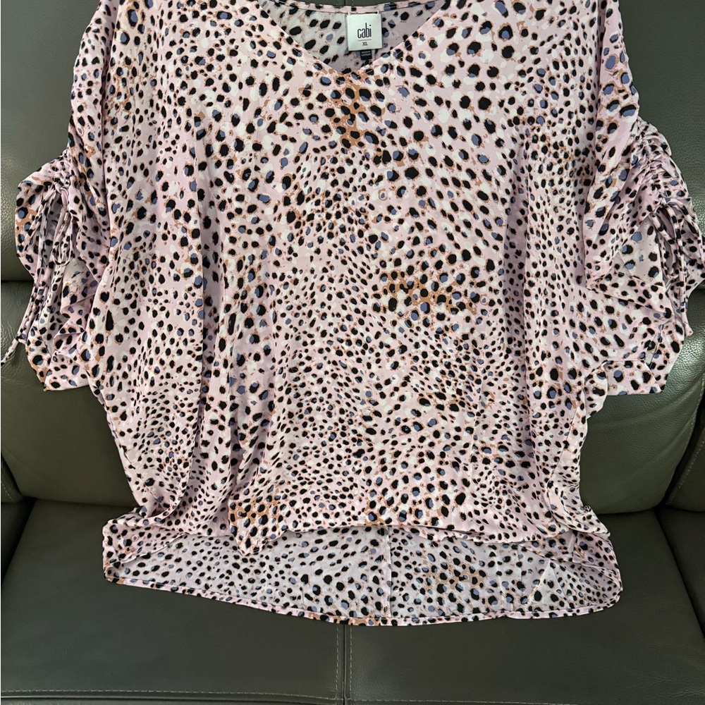 CAbi Blush Leopard Print Blouse